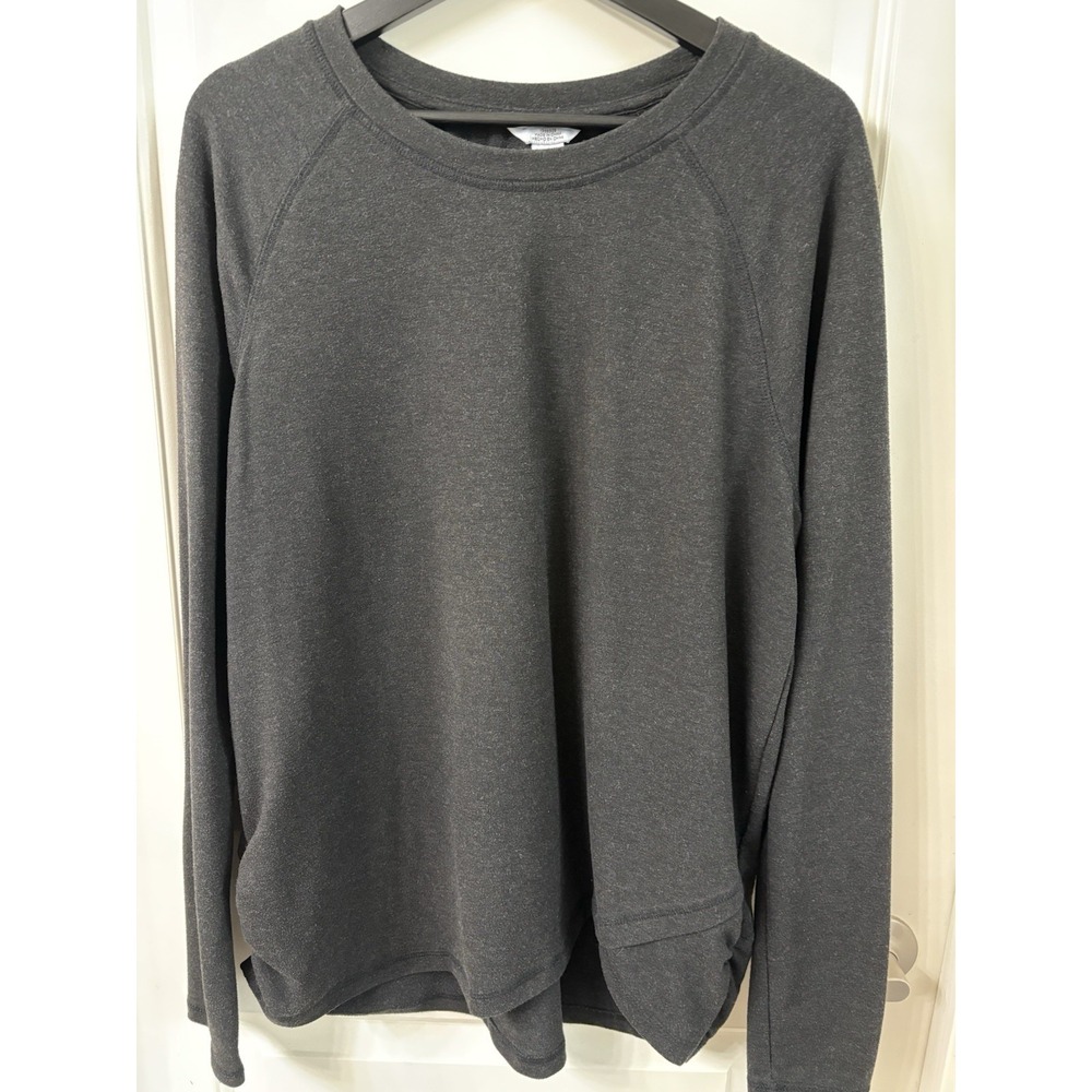Danskin Dark Gray Long Sleeve Ruched Side Sz XL